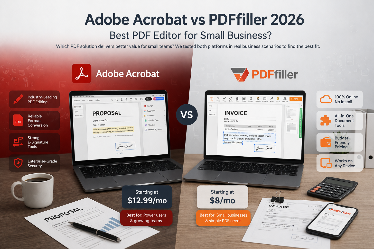 Adobe Acrobat vs PDFfiller 2026: Best PDF Editor for Small Business?